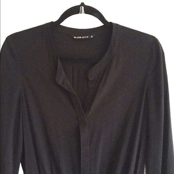 (SOLD) BLACK HALO Black Long Sleeve Pants Jumpsuit 2 - Picture 8 of 9